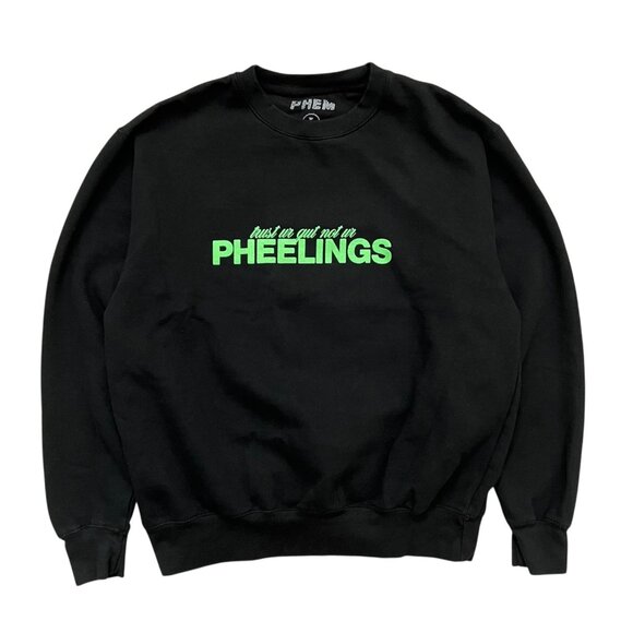 Phem Pheelings Graphic‎ Crewneck Sweatshirt Black Green L Concert Band Indie Pop - Picture 3 of 9